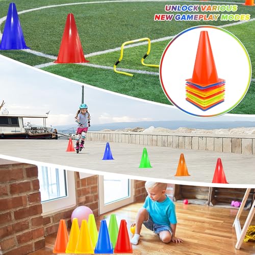 GKZB Conos Entrenamiento Deportivo Conos de Entrenamiento de Futbol 12 Piezas Cono de Tráfico Plástico Accesorio de Soporte de Marcado para Deportes, Aire Libre, Eslalon, Fútbol - imagen 7