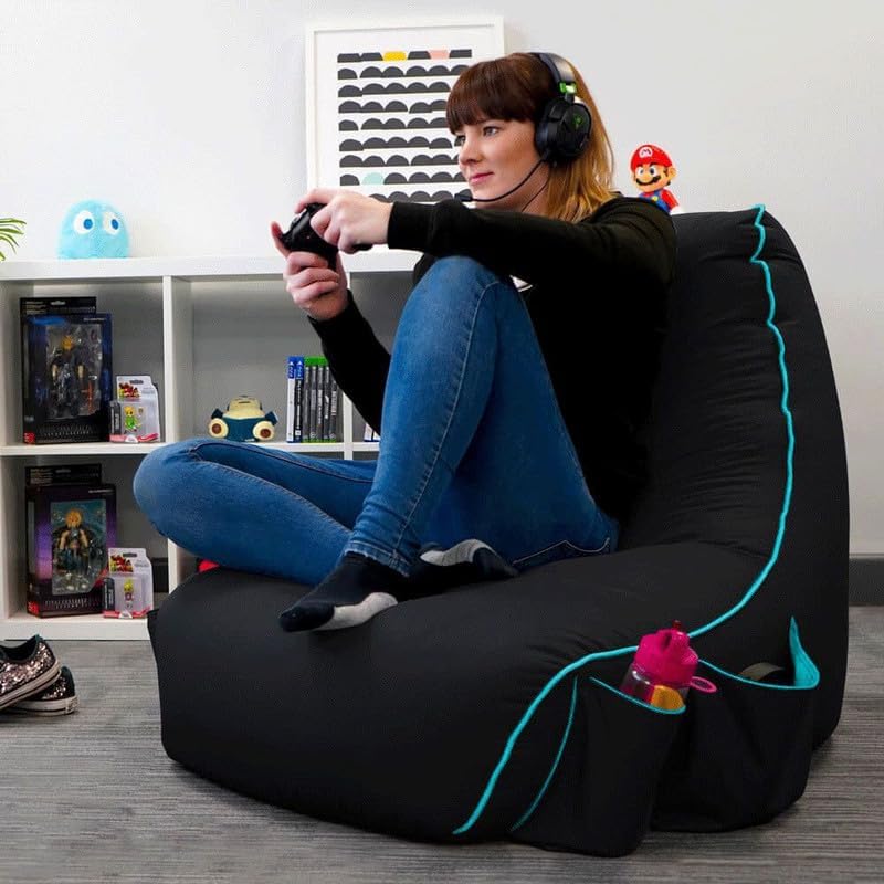 Bean Bag Chair Cover | Size: 4XL | Color: Black Teal | Without Beans | Premium Leatherette Cover (CMF 8492)-image-40