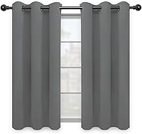 Easy-Going Gray Blackout Curtains 42x63 Inch 2 Panels - Thermal Insulated Noise Reducing Grommet Drapes for Bedroom Living Room