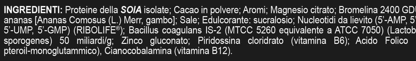 ISO SOY 100-750g - Cioccolato - Purissime proteine di soia isolate con Nucleotidi (RIBOLIFE®) e Probiotico Bacillus Coagulans