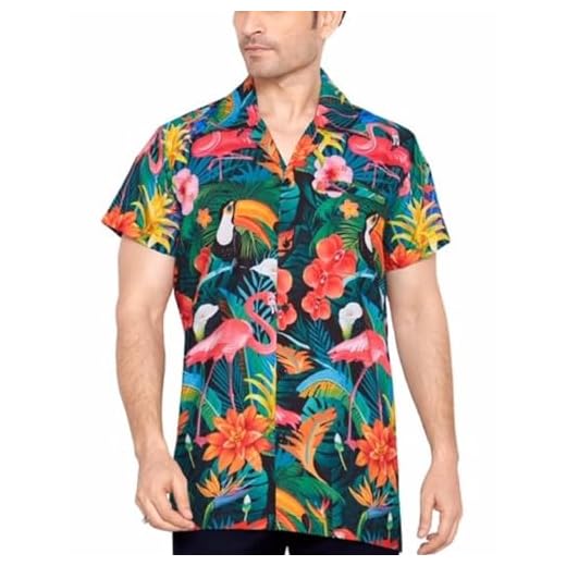 CLUB CUBANA Camisa Hawaiana Florar Casual Manga Corta Ajuste Regular para Hombre M