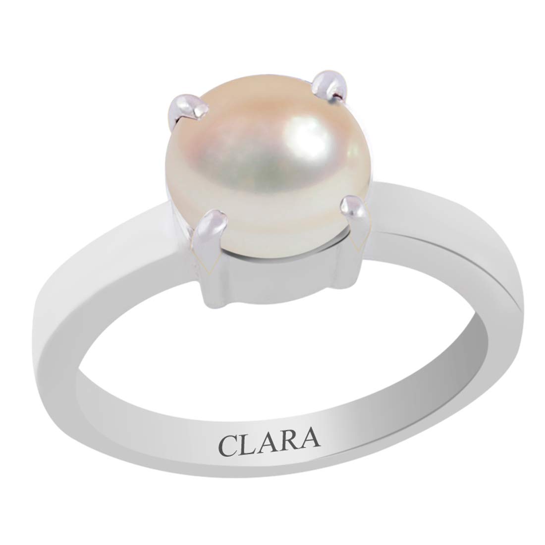 Certified Pearl (Moti) 6.5cts or 7.25ratti 4 Prongs Silver Ring for Men and Women-image-6