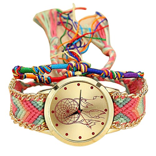 YUYOUG Vansvar Native Handmade Ladies Vintage Dreamcatcher Quartz Watch Korean Velvet Strap Dreamcatcher Friendship Watches (H)