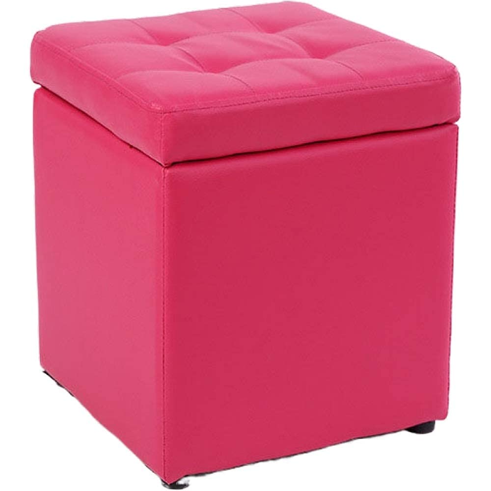 Pouf cube en cuir avec rangement polyvalent et tabouret gain de place maison