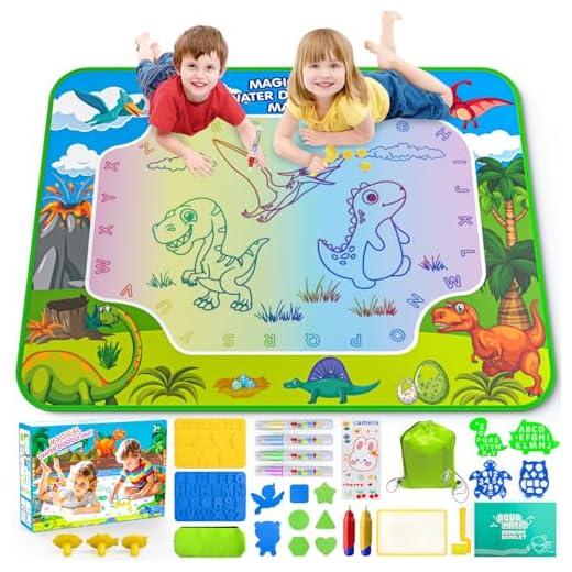 Water Doodle Mat for Kids 32x40 Inch, Mess Free Coloring Mat Educational Toy for 3 4 5 6 7 8 Years Old Girls & Boys, Neon Color Mat Doodle Board Writing Drawing Toys Holiday Christmas Birthday Gifts