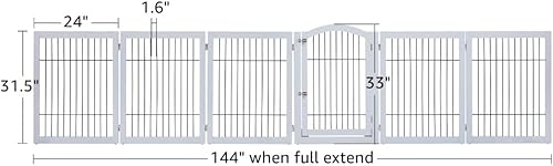Miniatura 6 de Unipaws. Corral para mascotas con madera y alambre, 6 paneles extra anchos independientes, para puerta de perro con 4 pies de apoyo, escaleras