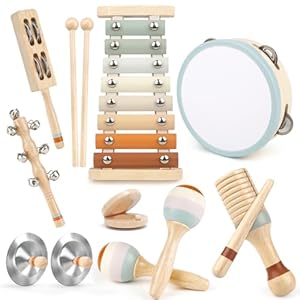 Instrumentos Musicales para Niños Pequeños – Juguetes Musicales de Madera Montessori para Niños de 1 a 3 Años, Juguetes de Instrumentos para Niños De Navidad Y Cumpleaños para Niños de 1-3-5