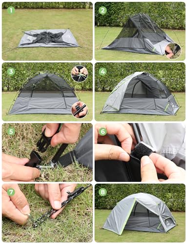 Gysrevi Camping Tent 2 Person Tents for Camping 3 Season 3000mm Waterproof Lightweight Easy Setup Backpacking Dome Tent 2 Layer for Camping Hiking Travel - Image 6