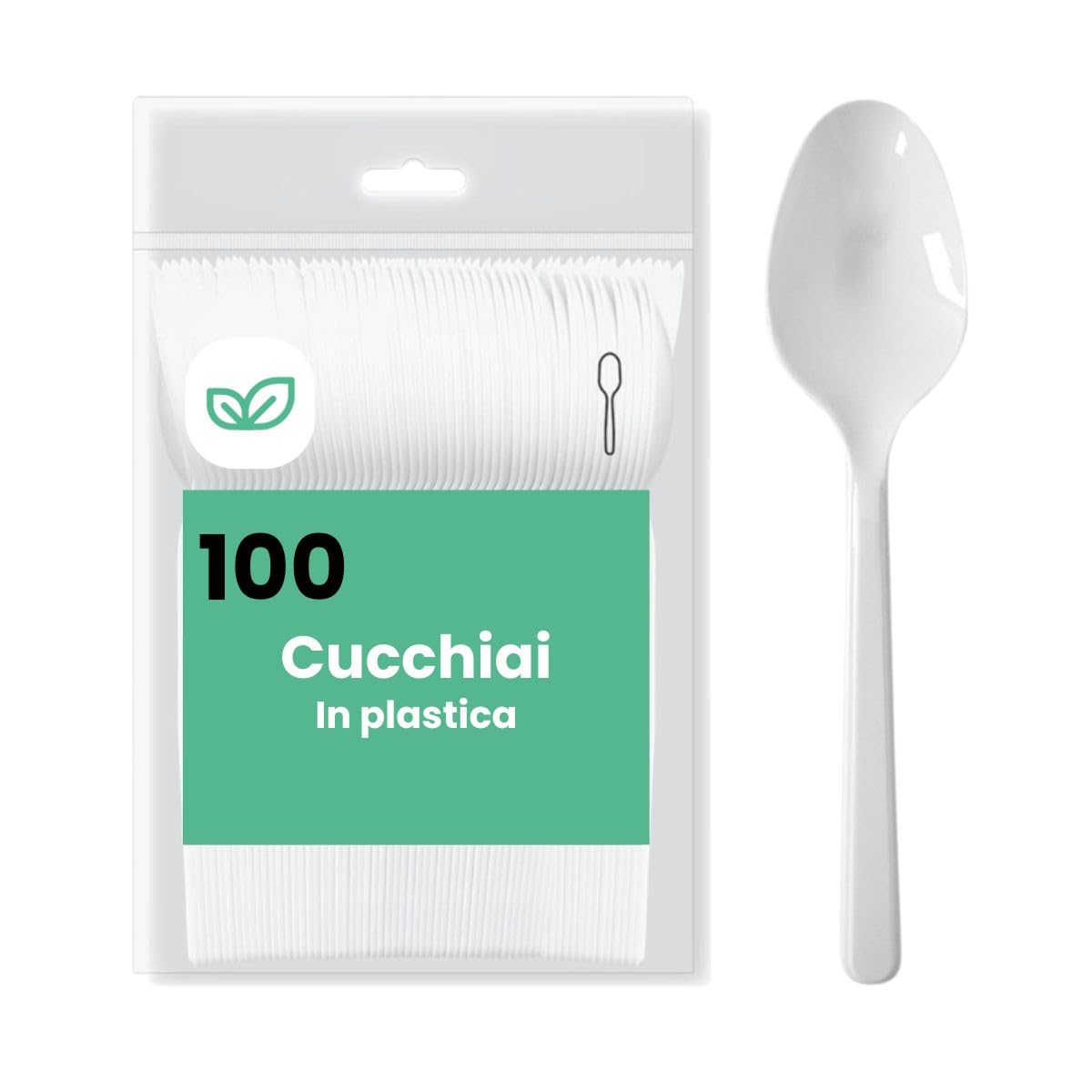 Cucchiai Bianchi Riciclabili PAJADA - Pack Da 100, 16.5cm, Lavabili In Lavastoviglie - Foto 4