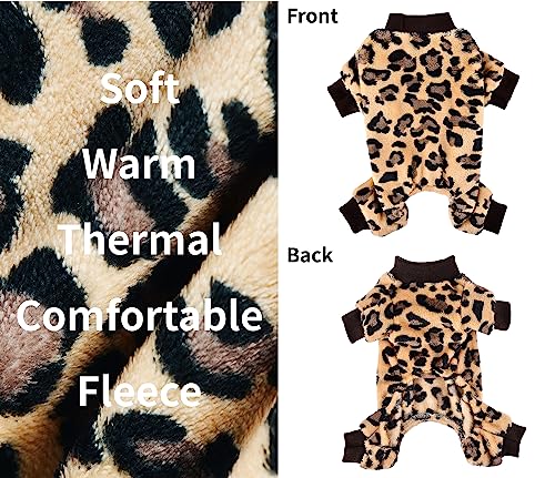 Dog Pajamas For Small Dogs Girl Boy Winter Onesies Pjs Cold Weather Puppy 4 Legged Sweater Clothes For Chihuahua Yorkie Teacup Jumpsuit Cute Pet Outfits Apparel Coats (X-Small, Leopard) #TOP1