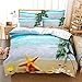 Parure De Lit 3 Pièces 220X240Cm Couvre Lit 2 Personnes Mer Motif Imprimé Dessus De Lit Décoratif,Costume Trois Pièces Couvre-Lit Microfibre,Lit Trois Pièces Cadeau De Noël
