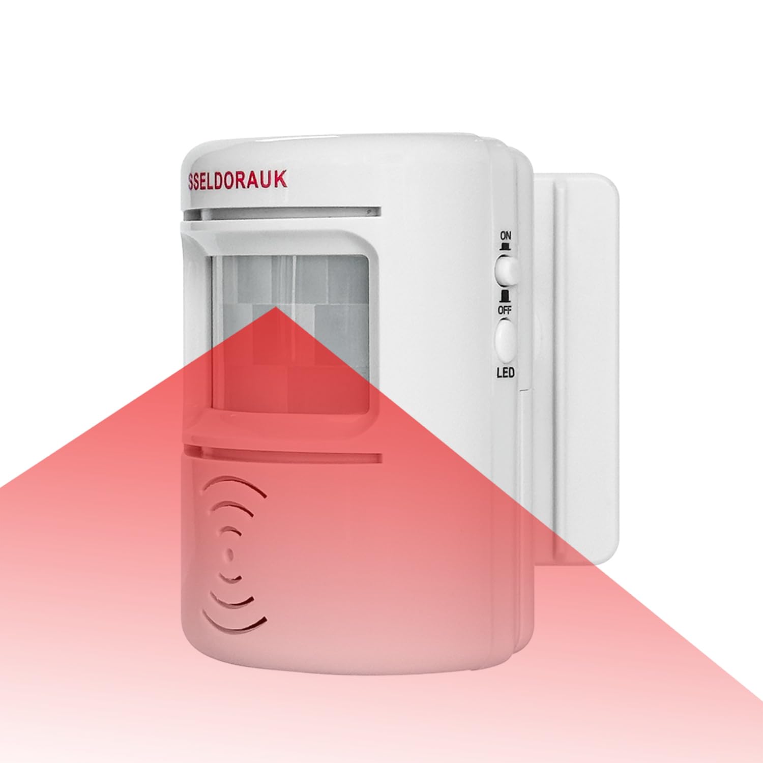 PIR Motion Sensor, Shop Visitor Alert Welcome Chime Infrared Detector Dingdong Door Bell Burglar Alarm Wall Mounted Range max.7m 110 Degrees 100dB 13 Melodies Include Barking Swivelling