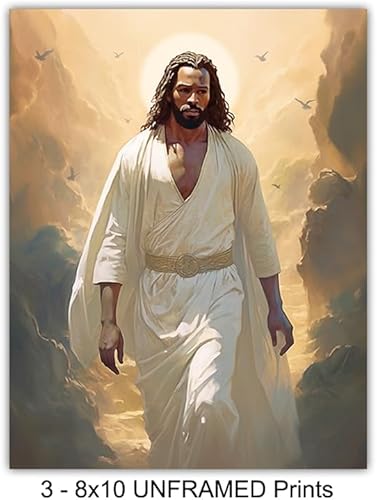 Miniatura 4 de masculine Christian Gifts for African Americans - Jesus Christ Wall Decor Poster for Black Man, Black women, Men - Religious Wall Art for Bedroom -