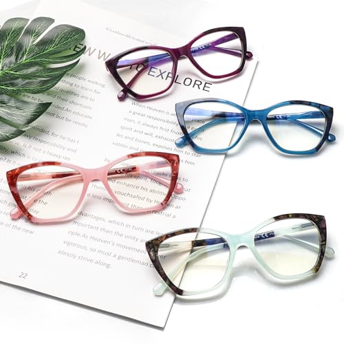 Image of 4Pack Progressive Multifocus Reading Glasses for Women Blue Light Blocking Reading Glasses Spring Hinge Readers