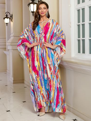 Image of KEYLORTING Plus Size Kaftan Dress Women, African Moo Moo Print Caftan, Batwing Dress, Beach Cover Up for Party and Loungewear