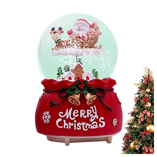 globo neve Natal - Globo neve musical com luzes LED - Decorações Natal com globo neve, presentes aniversário para meninas, mulheres, crianças, bebês, mães, filhas Sritob