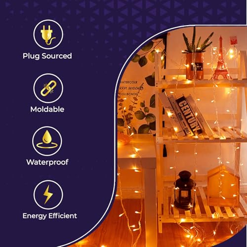 Image of Lexton 40 LED Power Pixel Serial String /Fairy Light | Plug Sourced | Suitable for Home & Outdoor Decoration, Diwali, Christmas, Ramadan, Wedding, Party, Festival (Pack of 20, Orange)