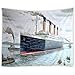 Nautical Tapestry Wall Hanging Vintage Classic Titanic Ship Ocean Scenery Watercolor Art Wall Hanging Tapestries Decor Bedroom Living Room Dorm Polyester Fabric 59.1 Inch W x 51.2 Inch L
