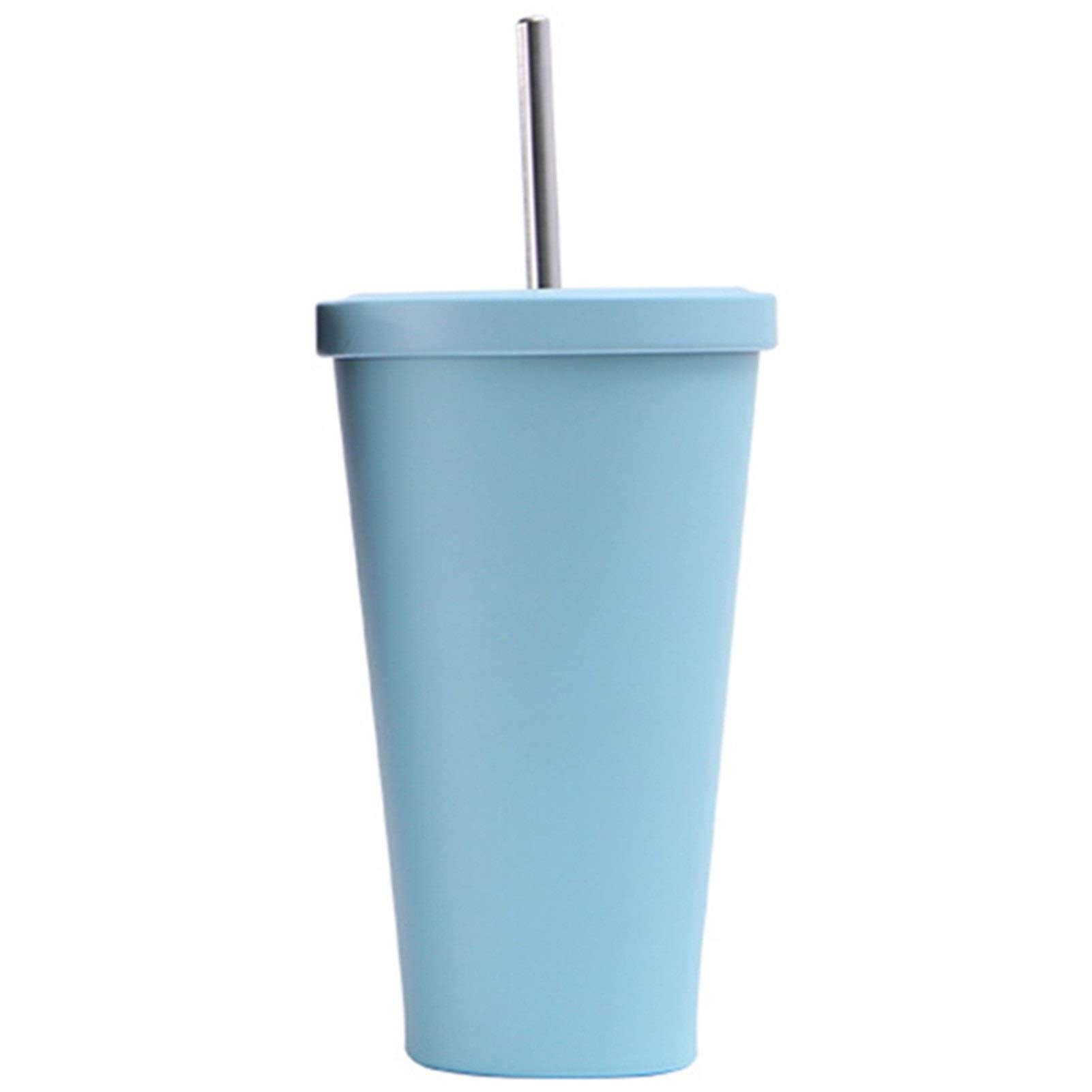 XCHJY Thermal Insulation Straw Cup Color Water Cup Hot And Cold Drinking Cups Coffee Mug 048 (Color : Blue)