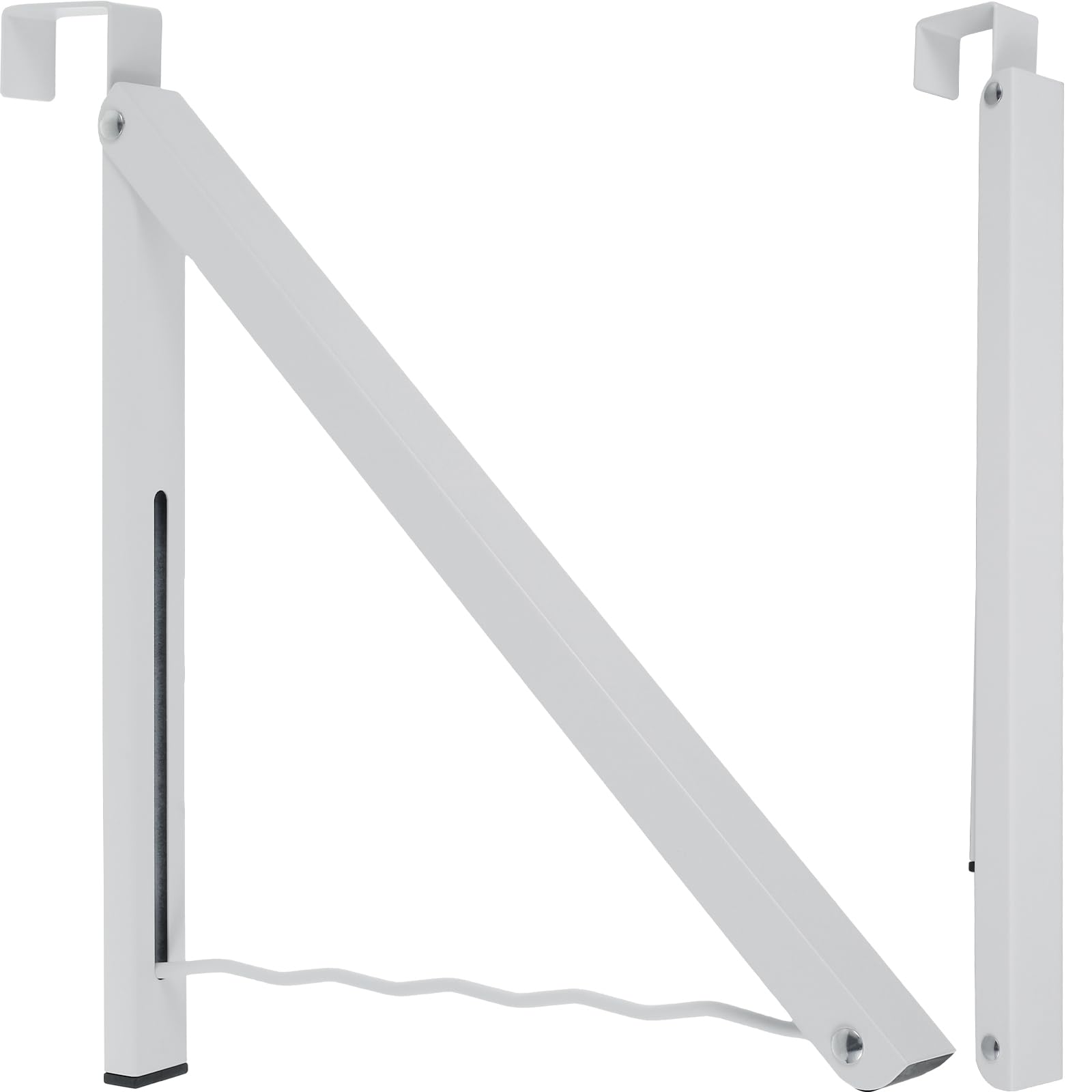Sutowe White Generic 2Pcs Over The Door Hanger Metal Foldable Hanging Rack 20Lbs Weight Capacity Collapsible Clothes Drying Single Rod Laundry Hanger Hook Closet Hanger Organizer For Bedroom Bathroom Home(White)
