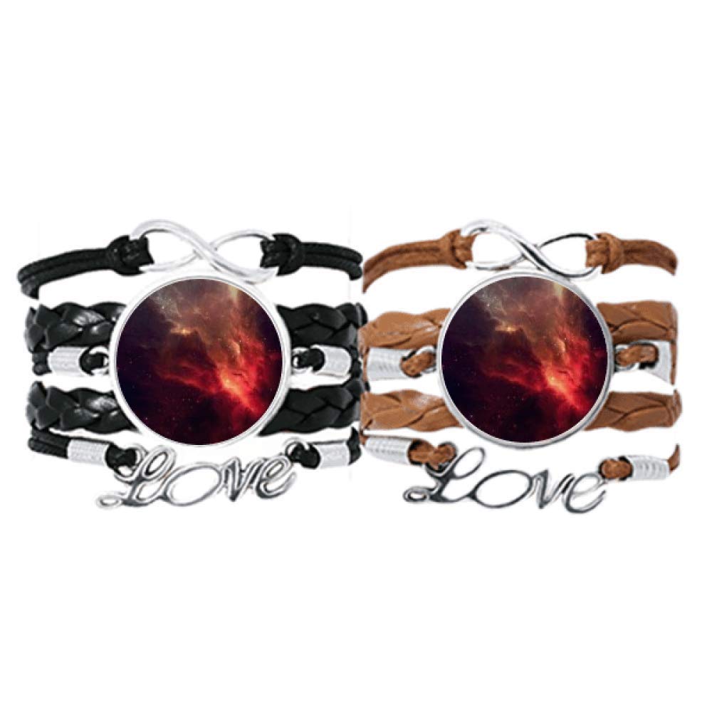 Pulsera de cuerda de cuero artesanal con ilustración detallada de nebulosa roja brillante DIYthinker 6