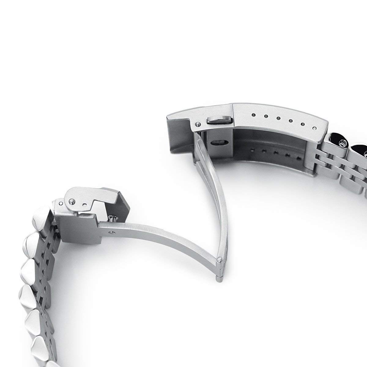 MiLTAT 20mm Super-J Louis 316l Edelstahlarmband gerades Ende, gebürstete V-Schließe