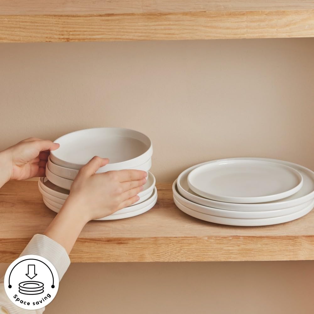 Karaca Stream Bone Felix XL - Vajilla de 18 piezas para 6 personas, elegante vajilla de porcelana de hueso, diseño moderno, apto para microondas y lavavajillas