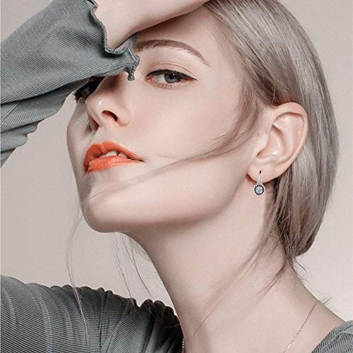 Boucles d'oreilles fleur spinelle noire argent pour fiançailles