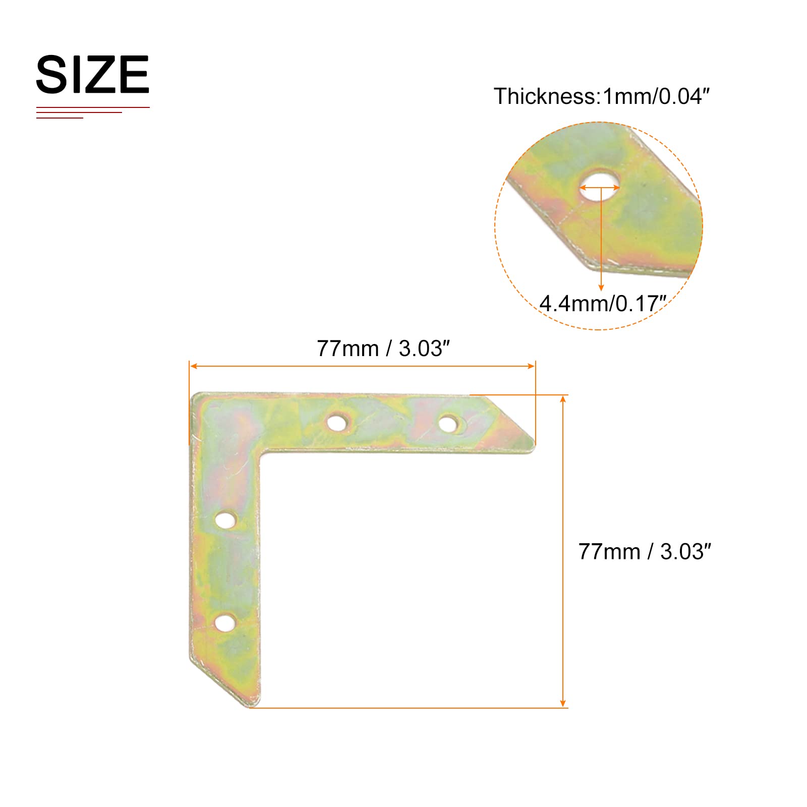 DTGN 3.03"x3.03"(LxW) L Brackets - 10Pack - Good for Furniture Mending Repair - Durable Metal Fixing Brace Plate - Multicolored - Image 2