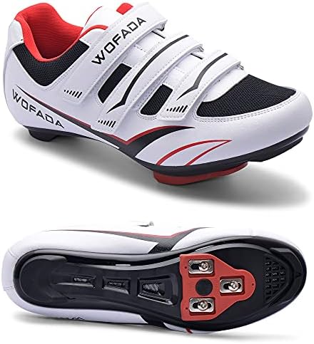 Unisex Cycling Shoes Compatible with pelaton Bike Road Biking Shoes Men's Peleton Bicycle Indoor Riding Spin Shoes with Look Delta Cleats for Men and Women SPD Clip On Spining (White, M9)