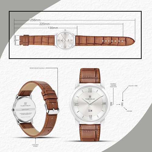 Image of TIMEWEAR Analog Slim Two Hands Leather Strap Watch for Men