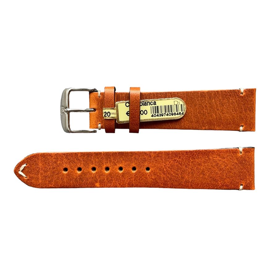 Bracelet de montre Casablanca en cuir véritable marron L 20mm élégant
