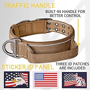 ADITYNA-Heavy-Duty-Dog-Collar-with-Handle-Reflective-Brown-Dog-Collar-for-Medium-Dogs-Wide-Thick-Tactical-Soft-Padded-Perfect-Dog-Collar-for-Training-Walking-or-Hunting - Cucciolini Doodles   ADITYNA-Heavy-Duty-Dog-Collar-with-Handle-Reflective-Brown-Dog-Collar-for-Medium-Dogs-Wide-Thick-Tactical-Soft-Padded-Perfect-Dog-Collar-for-Training-Walking-or-Hunting