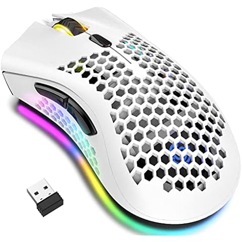 JYCSTE Bluetooth Gaming Maus, Light Honeycomb Maus Cover