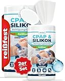 Reißfeste CPAP Reinigungstücher, 100x CPAP Wipes Qindoo in Spenderdose, Duftfrei ohne Alkohol, Tücher zum reinigen Silikon, CPAP Masken, Sauerstoffmasken, Nasenbrillen (2 Dosen)