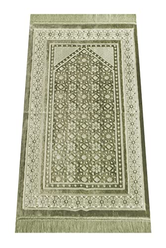 Tapete islámico de oración terciopelo suave 115x70 cm verde