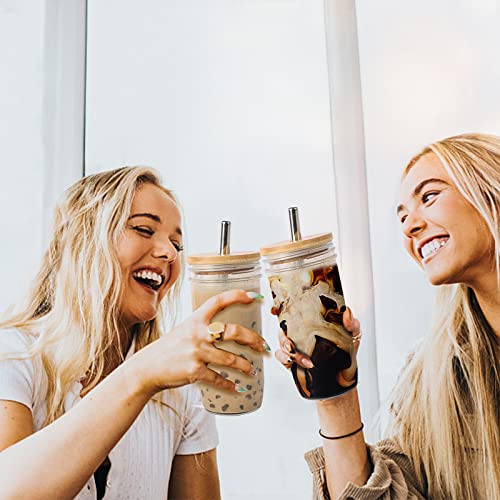 Zunmial 4 Pack Smoothie Cup, Boba Cup, 24Oz Mason Jar With Lid And Straw, Mason Jar Cups, Bubble Tea Cups, Mason Jar Drinking Glasses #TOP5