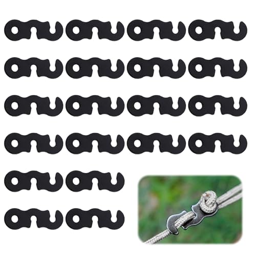 20 Piezas Tensor de Cuerda de Aleación de Aluminio para Tienda de Campaña, Tensor de Cuerda para Acampada, Ajustadores de Cuerda Ultraligeros y Duraderos, para Camping, Senderismo y Mochilero, Negro