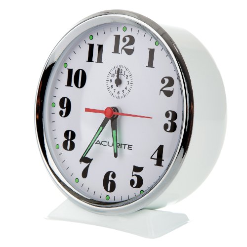 Acurite 15606 Vintage Alarm Clock, White #TOP1