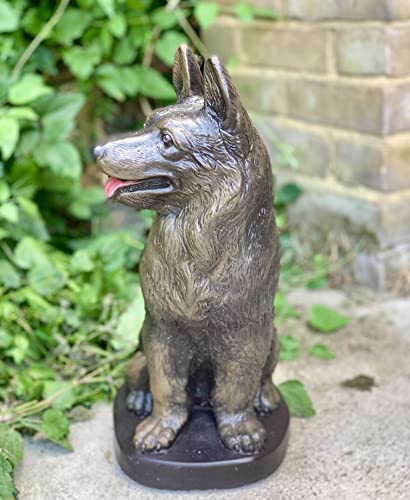 Oloma German Shepherd Dog Statue Concrete German Figurine Shepherd Dog Stone Cement Pet Custom Dog Figurine Memorial Dog Statue Pet Loss Gift Dog Memorial Stone For Garden Garden German Ornament #TOP5