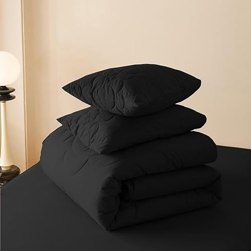 Miniatura 123 de Luxlovery - Juego de edredón azul neblina, tamaño matrimonial, minimalista, azul polvoriento, edredones de algodón suaves y transpirables, azul