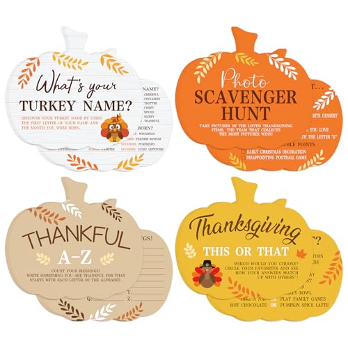 COCHIE Thanksgiving Games for Family Party Adults Office Large Groups What is Your Turkey Name Games Autumn Photo Scavenger Hunt Game Fall This or that Classroom Activities (Pumpkin)