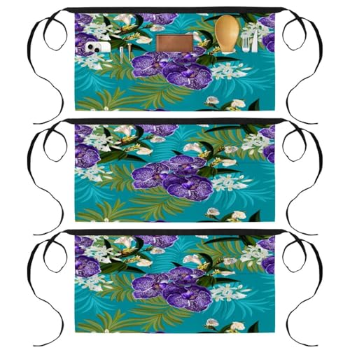 Tablier court de chef lot de 3 avec 3 poches pour cuisine et bistrot
