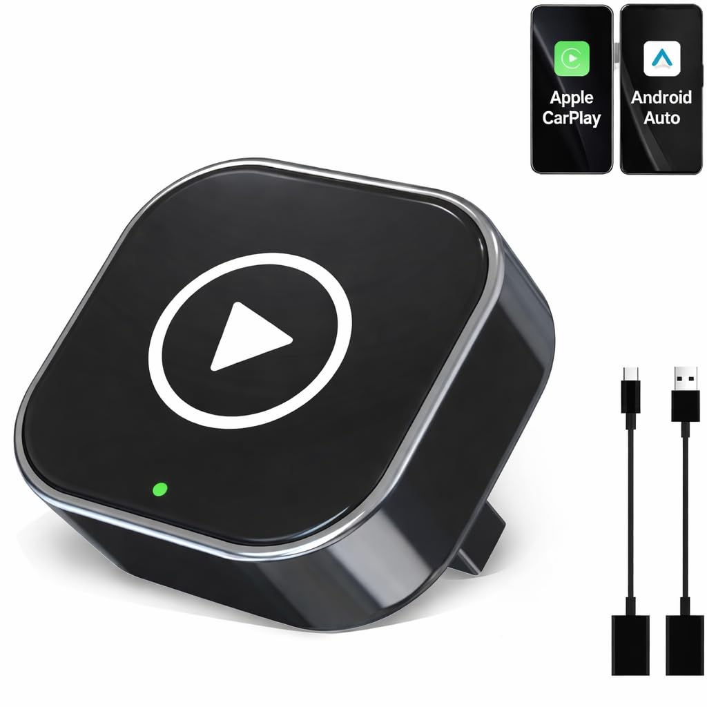 Wireless CarPlay/Android Auto Converter – 2026 Plug-and-Play Adapter for Turning Wired CarPlay & Android Auto into Wireless, UK Version (SBR01)