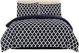 Lux Decor Collection Duvet Cover Set, 1800 Count Soft Egyptian Quality Hotel Luxury Queen Premium Bedding Duvet Cover, 3 Piece Luxury Soft, 2 Pillow Shams (Black/White, King/California King)