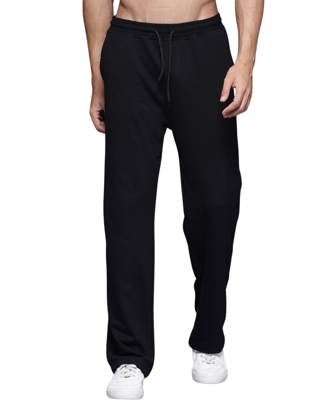 FLYNOFF Men's Black Solid Korean Loose Fit Track Pant-DAC647-BLK-picture-12