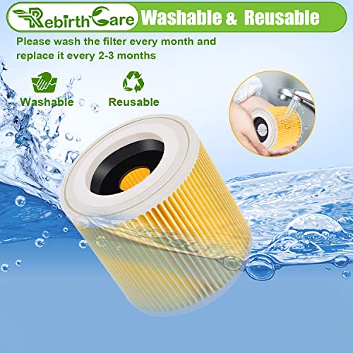Rebirthcare wd2 wd3 filters for kärcher wd3 premium wd2 wd3 wd3p wd1 mv2 mv3 a2004 a2604 a2204 a2054 se4001 se4002 cartridge filter replacement wet & dry vacuum filter replace# 6.414-552.0/64145520 - Image 4