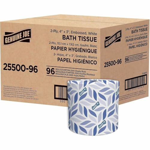 Image of Genuine Joe - GJO2550096 2-ply Standard Bath Tissue Rolls (Pack of 96 Rolls)