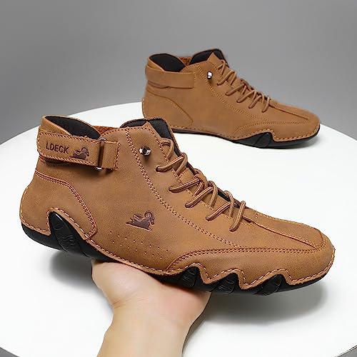 Vogldeck - Anthoern Men Waterproof and Breathable Orthopedic Walking Shoes, Fashion Casual Comfortable Non-Slip Handmade Suede High Boots Beck Shoes for Hiking Driving Chukka Boots(Brown,39 EU)3