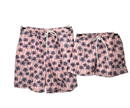 Father Son Matching Outfit in Pink-Navy Blue: Father Son Matching Swim Trunks, Father and Son Matching Swimsuit Dad- S